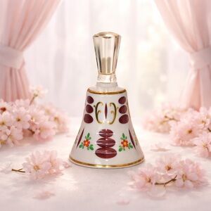 Czech Bohemian Cranberry Cased to White Glass BELL LOT 4364